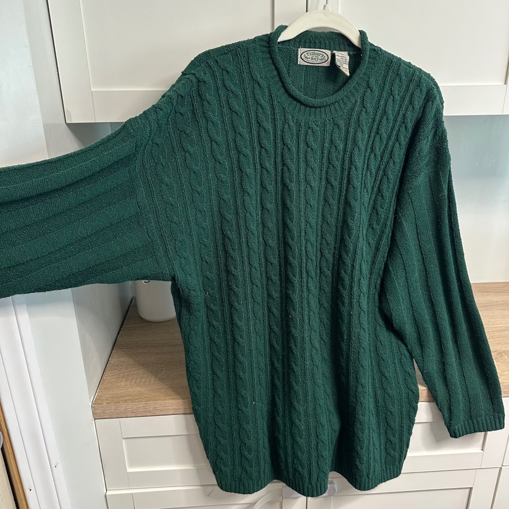 Vintage Fisherman Sweater Women 1X Cable Knit Crew Neck Roll Neck Oversized Fall